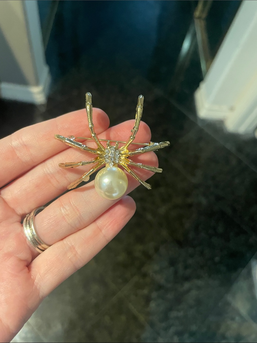 Gold Spider Brooch